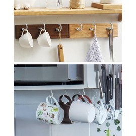 Argojolo Ceiling Hooks – Vinyl Coated Screw Hooks – 1-1/2 Inches Cup Hooks – Screw-in Hooks – 20 Pack – White