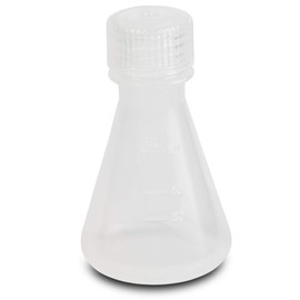50ml Plastic Erlenmeyer Flask with Screw Cap, Polypropylene, Molded Graduations, Karter Scientific 230G4 (Single)