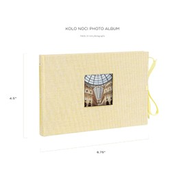 Kolo Noci Small 4x6 Photo Album, Holds 24 Photos, Ideal for Weddings and Baby Books, Yellow Chambray