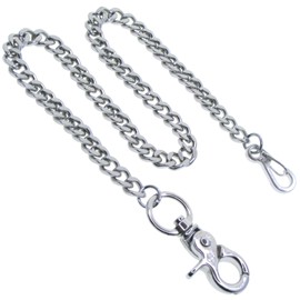 Pocket Watch Chain Albert Chain Silver Color Heavy Metal 7 MM Thick Cuban Curb Link Chain with Swivel Lobster Clasp FC71