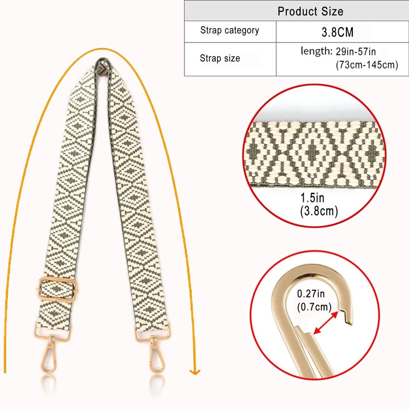 Purse Strap 1.5" Wide Replacement Crossbody Strap Handbag Guitar Strap