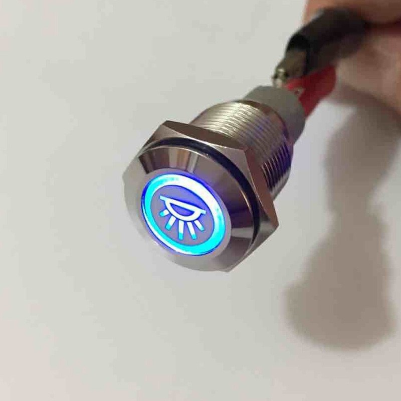 ESUPPORT 12V Car Vehicle Blue LED Light Interior Push Button