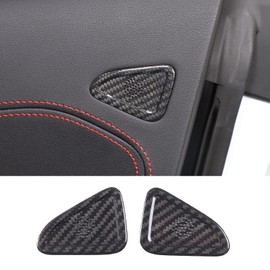 Sekhyna Car Side Door Speaker Cover Trim Real Carbon Fiber 2PCS Compatible with Corvette C8 Stingray 2020-2023,C8 Interior Door Trumpet Grille Cover Trim Accessories (Black)
