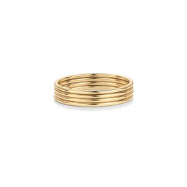 PAVOI 14K Yellow Gold Plated 4 Ring Set for Women | Stackable Thin Rings Set | Size 6, Yellow Gold, No Gemstone
