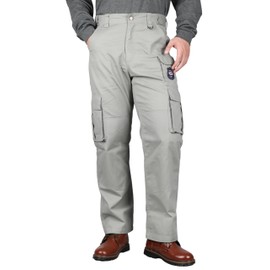 BOCOMAL FR Pants for Men Cargo Pockets Flame Resistant/Fire Retardant Gray Elastic Waist Water & Oil Repellent Finish