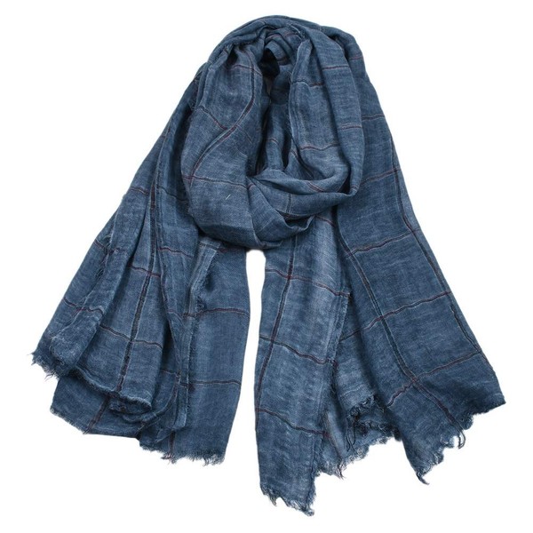 Runtlly Bufandas ligeras para hombre, doble color, algodón y lino, bufanda larga, Azul2, Talla única