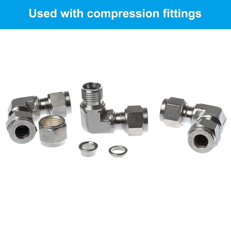 PATIKIL 1/4" Pipe OD 304 Stainless Steel Compression Pipe Fitting