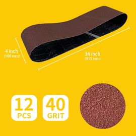 4 x 36 Inch 40 Grit Sanding Belt | Premium Aluminum Oxide Sanding Belt | Premium Sander Sandpaper – 12 Pack