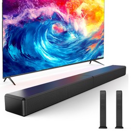 2.2ch 100W Sound Bar for Smart TV, 2-in-1 Detachable Bluetooth 5.3 Speaker with 3 EQ Modes & Adjustable Bass - Home Theater Audio for Movies, Gaming, Music