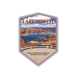 Die Cut Sticker Lake Powell Dam View, Contour Vinyl Sticker 3 to 6 inches, (Waterproof Decal for Cars, Water Bottles, Laptops, Coolers), Large