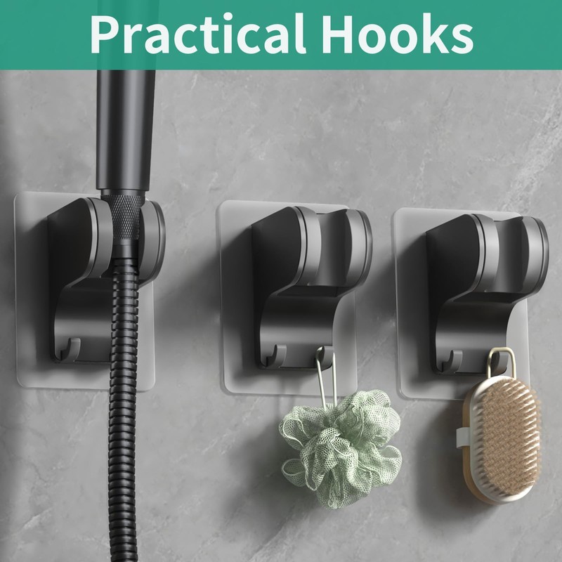 HEROBAI Hand Held Shower Head Holder Wall Mount, Shower Hose