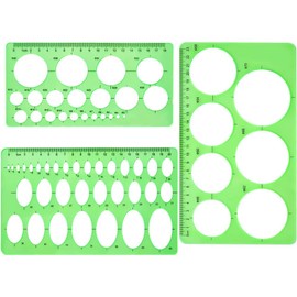 SANJAOYEE Ruler, Template, Circular Ruler, Drafting Ruler Set, Set of 3, General General Ruler, Geometric Ruler, Square, Ellipse, Triangle, Polyshaped, Transparent, Storage Bag Included, For School