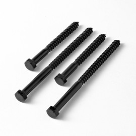 3/8×2'' (10 Pack) Hex Head Lag Screws Bolts with Washers, Heavy Duty Lag Screws, Black Oxide 304 Stainless Steel Bolts 18-8, Wood Screws, Partial Thread