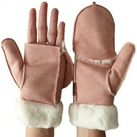 AXELENS Women's Open Winter Gloves, rose