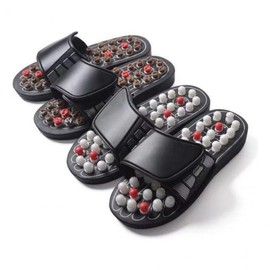 Acupressure Foot Massage Slippers for Fatigue Relief, Indoor Office Home Couple Living Room Foot Massaging Pebbles 40-41(280mm)/Black
