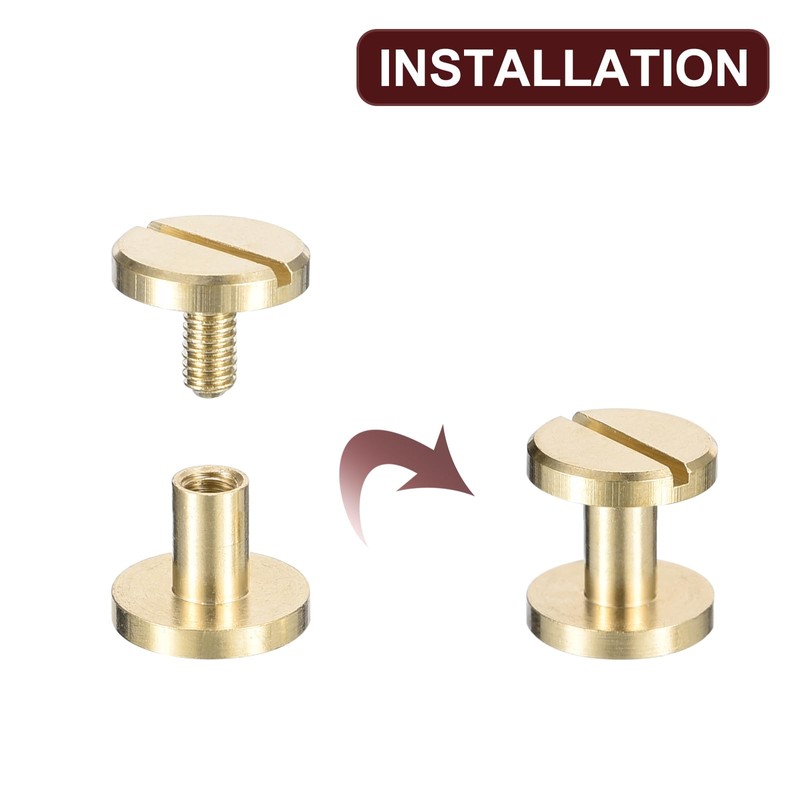 sourcing map 30Pack Brass Chicago Screws, 6x10mm Flat Head Screw