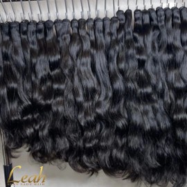 100% Cuticle Aligned and Can Be Bleached to #613 Easily Natural Color Double Weft Indian Natural Wave Bundles for Weddingstyle: burmese curly, color: Natural Black bundle-100grams, Stretched Length: 22 inches