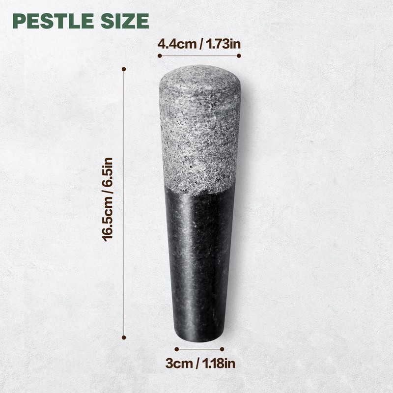 Black Granite Pestle,Pestle Only, Natural Stone Spice Grinder & Muddler,
