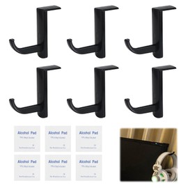 Nodcows 6 Stück Headset Halterung für Monitor mit 6 Reinigungstuch, Kopfhörer Haken Selbstklebend, Kopfhörer-Halterung für Bildschirm, Universal Headsethalter für alle Headphones - Schwarz
