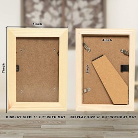 Vumdua 10 Pack Wood Picture Frames for Crafts, Unfinished Wood Photo Frames, Craft Frames Set for Arts Crafts, DIY Painting Projects - for Adults and Kids Craft (5 x7 Frame Size Holds 4 x6 Pictures)