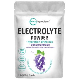 Micro Ingredients Hydration Electrolyte Powder, 2 lb (139 Servings) | Concord Grape Flavor | High Potassium (1,000mg) + Coconut Water | No Sugar, Keto Friendly | Non-GMO