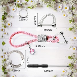 Crystal Car Keychain for Women, Fashion Keychain Accessories With Bling Rhinestones, Key Decorations for Women Auto, Universal for Car Key (Pink)