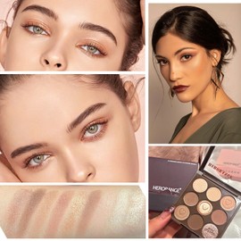 Eyeshadow Palette, Matte Shimmer Nude Eye Shadow Pallets for Women, Brown Long Lasting Shadows Palettes, Waterproof Highly Pigmented Pink Natural Look 9 Colour Eye Shadows for Makeup