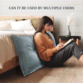 Rucener Twin Rectangular Headboard Reading Pillow, Velvet College Dorm Bed Pillow, Removable Headboard Backrest Reading Pillow Headboard, Dorm Bedding Essentials for Girls & Boys Grey