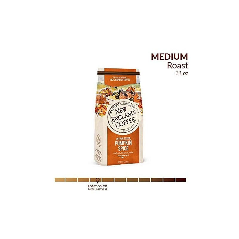 New England Coffee Pumpkin Spice Medium Roast Ground Coffee, 11oz