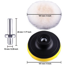 SIQUK 7 Pieces Wool Polishing Buffing Pads Set with 4 Inch Woolen Waxing Pads Car Polishing Pad and Drill Adapter for Car Polishing Buffing, 101mm