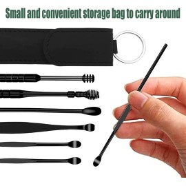 Voitead 12 Pcs Stainless Steel Ear Pick Kit with Leather Storage Box