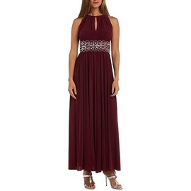 R&M Richards Women's Beaded Waist Gown, Merlot, 10