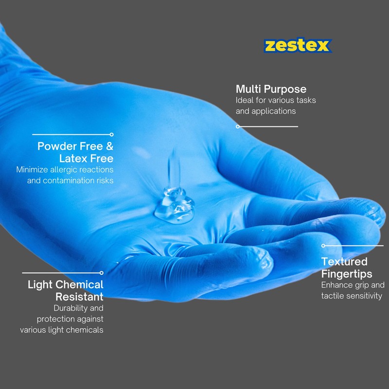 Zestex Nitrile Total Cleaning, Latex-free & Powder-free, Non-Sterile Food Safe