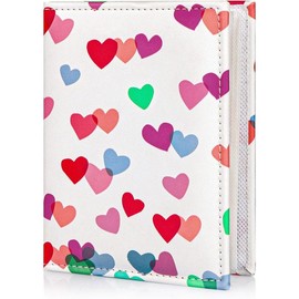 Photo Album 4x6 Photos - 52 Photos Small Mini Capacity Vegan Leather Cover Photo Album, Portable Wallet Photo Album for Family Wedding Girls, (Hearts) Decor Gift Christmas Insert Lightweight - Color: Purple