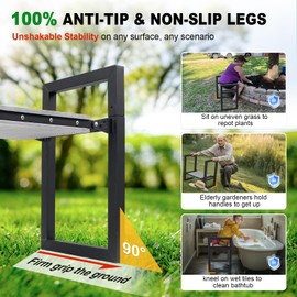 Garden Kneeler and Seat Heavy Duty - Anti-Tip Superior Stability Gardening Stool with Ergonomic Handles for Seniors Stand Up, Foldable Bench with 12.7" Wider Kneeling Pads for Weeding Planting Gifts