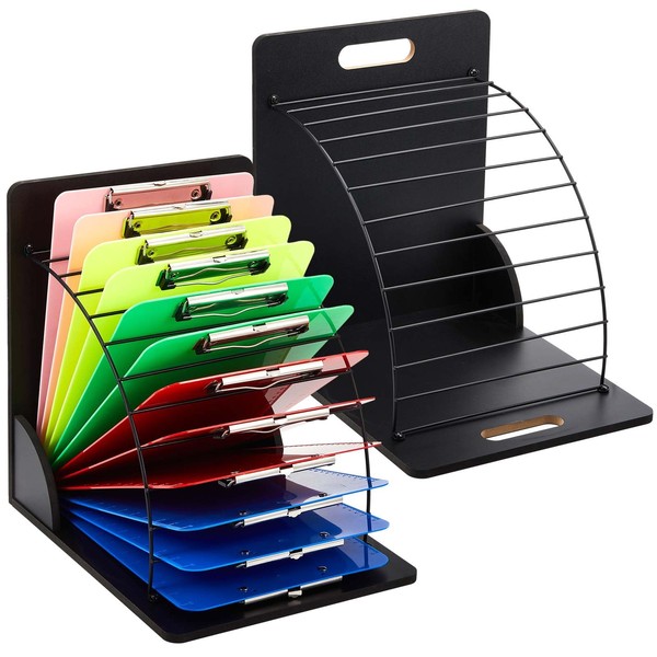 Sintuff 2 Pieces Clipboard Holder Wood Metal Clipboard Stand Sturdy