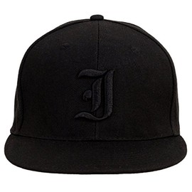 4sold Snapback Hat with Raised 3D Black Embroidery Letter Baseball Cap Hip-Hop Cap Hat Headwear (J)