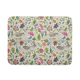 Spring Easter Dish Drying Mat for Kitchen Counter 18x24 Rabbit Bunny Green Pink Floral Vintage Print Absorbent Reversible Microfiber Drying Mats Kitchen Countertop Protector Dishes Drainer Rack Pad