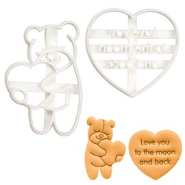 Love You to the Moon and Back (Sans-Serif & Cute Bear Cookie Cutters, Set of 2)