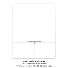PrintWorks Professional 3 1/4" Perforated Paper, 500 Sheets, 20 lb, White (04115)