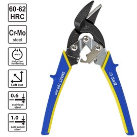 S&R Mini Tin Snips, Aviation Series, Strong and Versatile, 180 mm, Left Cut, Rubberised Handles, HRC 60-62