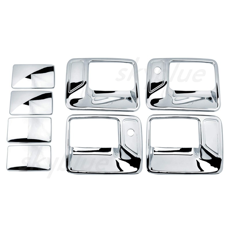 Chrome Door Handle Cover 4D W/Passenger Keyhole for 99-16 Ford