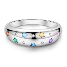 Hapour 925 Sterling Silver Rings for Women Cubic Zirconia Eternity Bands for Women Stackable Vintage Rings Statement Rings