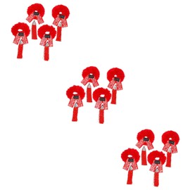 minkissy 6 Pairs New Year Headdress Red Hair Ropes Chinese Style Scrunchies Tiara for Girls Red Hair Scrunchies Hair Scarf Headwear for Women Zinc Alloy Child Hairpin Elastic