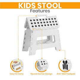 Utopia Home Folding Step Stool - (Pack of 2) Foot Stool with 9 Inch Height - Holds Up to 300 lbs - Lightweight Plastic Foldable Step Stool for Kids, Kitchen, Bathroom & Living Room (White)
