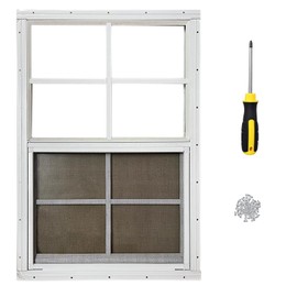 Hryan 18"x23" Shed Window for Chicken Coop, Playhouse and Mobihome, White Windows for Exterior Sheds, Mobile Home, Garage and Green House