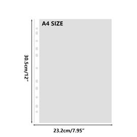 AHAQU 300PCS Punched Pockets A4 Clear 30 Micron Strong Plastic Wallet Sleeves, Top Opening Poly Pockets for Ring Binder Folders