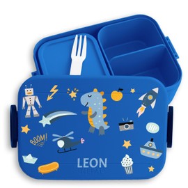 Children's Bento Box Midi Lunch Box for Mepal Bento Box - Dino Lunch Box Dinosaur Lunch Box Dinos Vesper Box School Child Gift First Day I - 900 ml - Blue - Children's Lunch Boxes Nursery T-rex