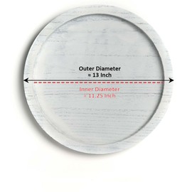 CYS EXCEL 13 Inch White Round Wooden Tray, Decorative Serving Trays for Ottoman Coffee Table Candle Holder Home Decor Accessories