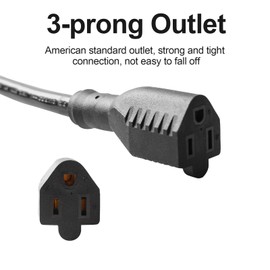 QTEATAK 50cm Female Connector Extension Cord - 125V 15A 2-Pole 3-Wire Straight Blade Outlet with AWG12 Cable, Includes 5 Heat Shrink Tubes